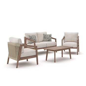 Stuart Furniture Outlet - Ashley Furniture - Nature Lane Outdoor - Sofa/Chairs/Table Set (4/CN) - PCP355-081