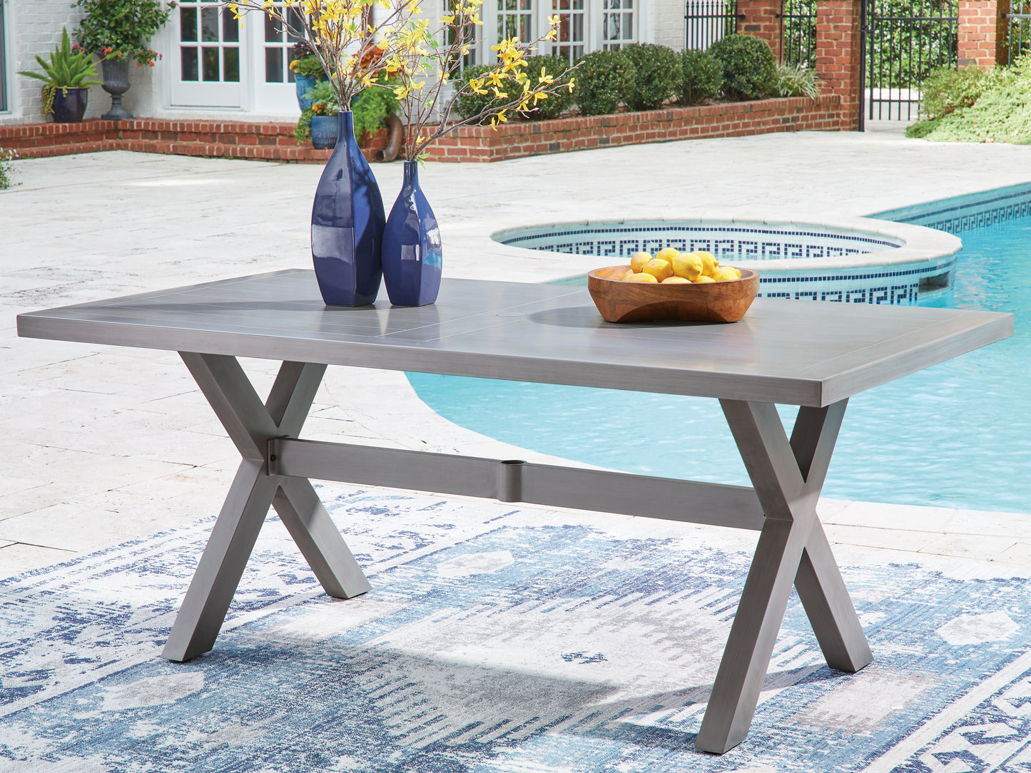 Stuart Furniture Outlet - Ashley Furniture - Half Moon Beach Outdoor - RECT Dining Table w/UMB OPT / Gray - PCP418-625