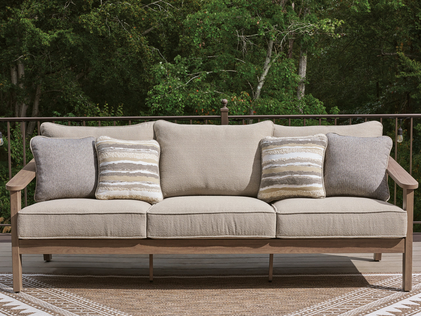 Stuart Furniture Outlet - Ashley Furniture - Harmony Headlands Outdoor - Sofa with Cushion / Natural/Gray - PCP428-838