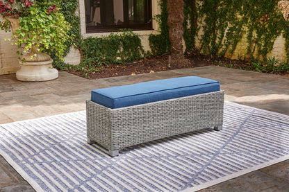 Stuart Furniture Outlet - Ashley Furniture - Naples Beach Outdoor - Bench with Cushion / Light Gray - P439-600