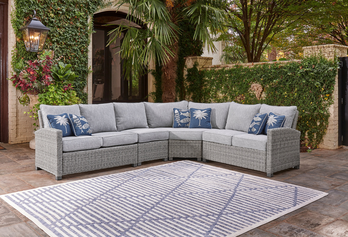 Stuart Furniture Outlet - Ashley Furniture - Naples Beach Outdoor - 4-Piece Outdoor Sectional / Light Gray - P439P2