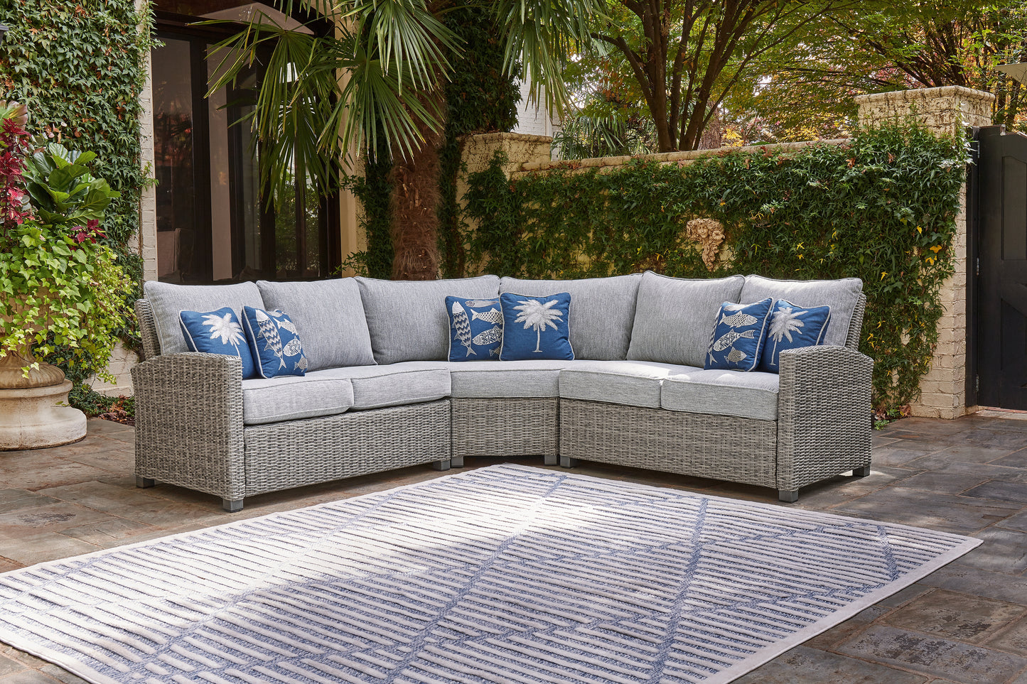 Stuart Furniture Outlet - Ashley Furniture - Naples Beach Outdoor - 3-Piece Outdoor Sectional / Light Gray - P439P1