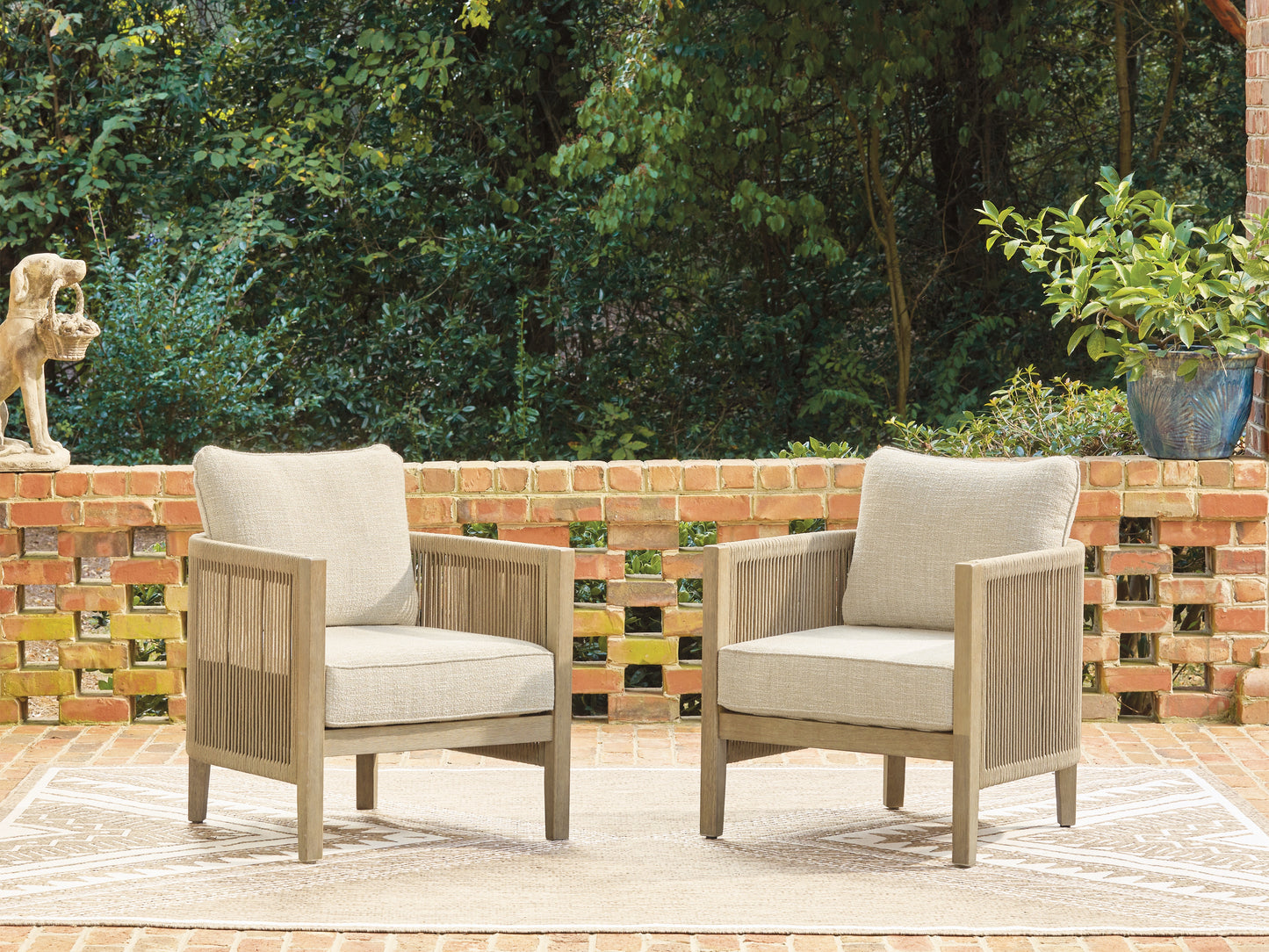 Stuart Furniture Outlet - Ashley Furniture - Spooners Cove Outdoor - Lounge Chair w/Cushion (Set of 2) / Beige - PCP469-820