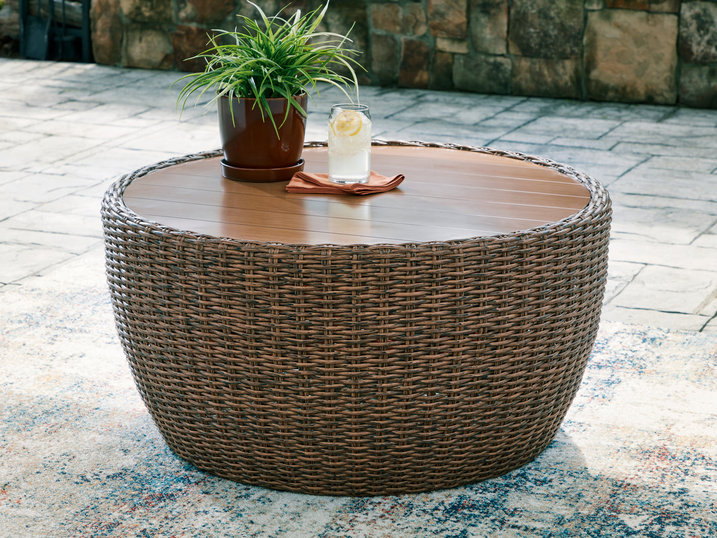 Stuart Furniture Outlet - Ashley Furniture - Double Point Outdoor - Round Cocktail Table / Beige - PCP503-708