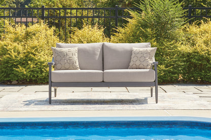 Stuart Furniture Outlet - Ashley Furniture - Ocean Beach Outdoor - Loveseat w/Cushion / Gray - PCP510-835