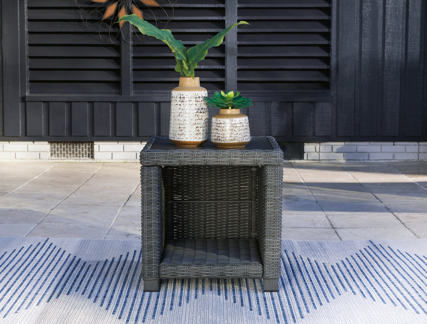 Stuart Furniture Outlet - Ashley Furniture - Elite Park Outdoor - Square End Table / Gray - P518-702