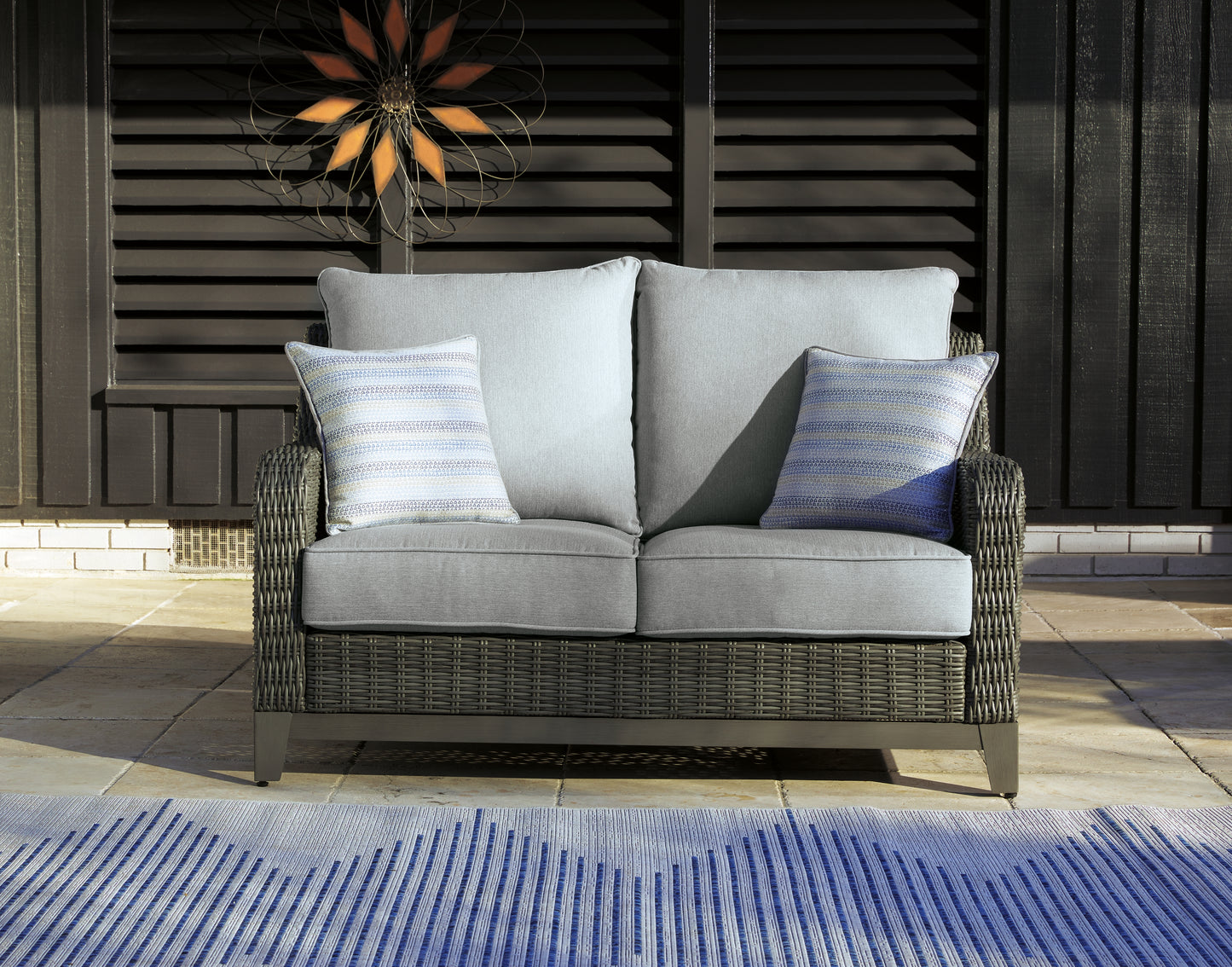 Stuart Furniture Outlet - Ashley Furniture - Elite Park Outdoor - Loveseat w/Cushion / Gray - P518-835