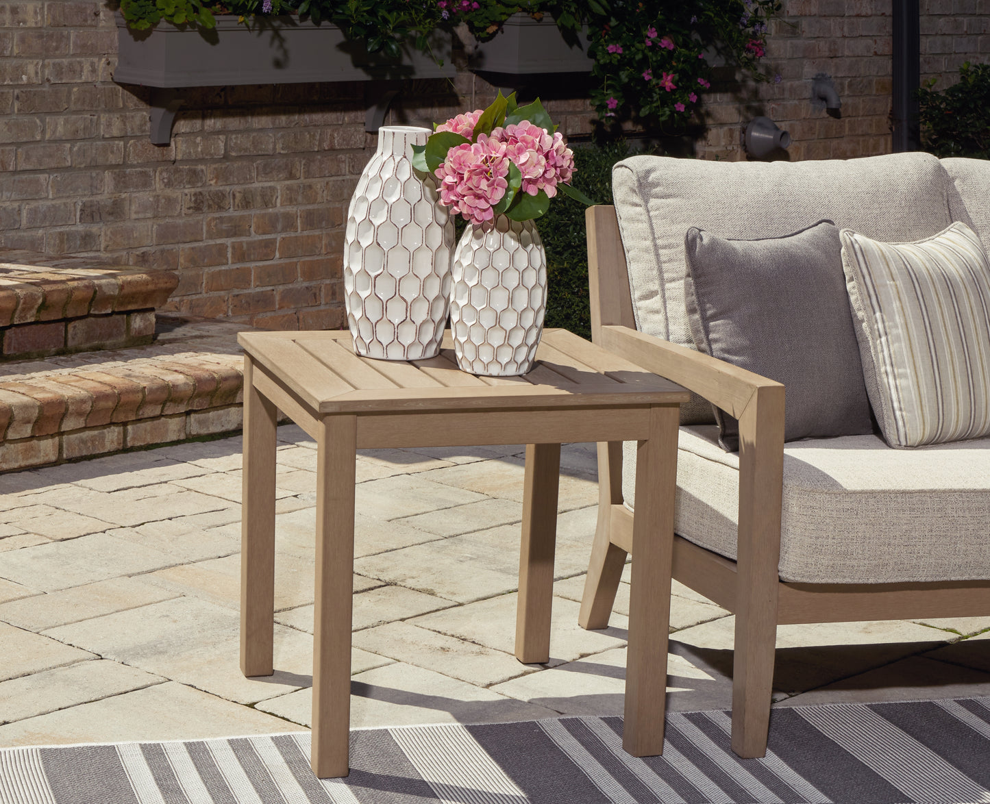 Stuart Furniture Outlet - Ashley Furniture - Hallow Creek Outdoor - Square End Table / Driftwood - P560-702