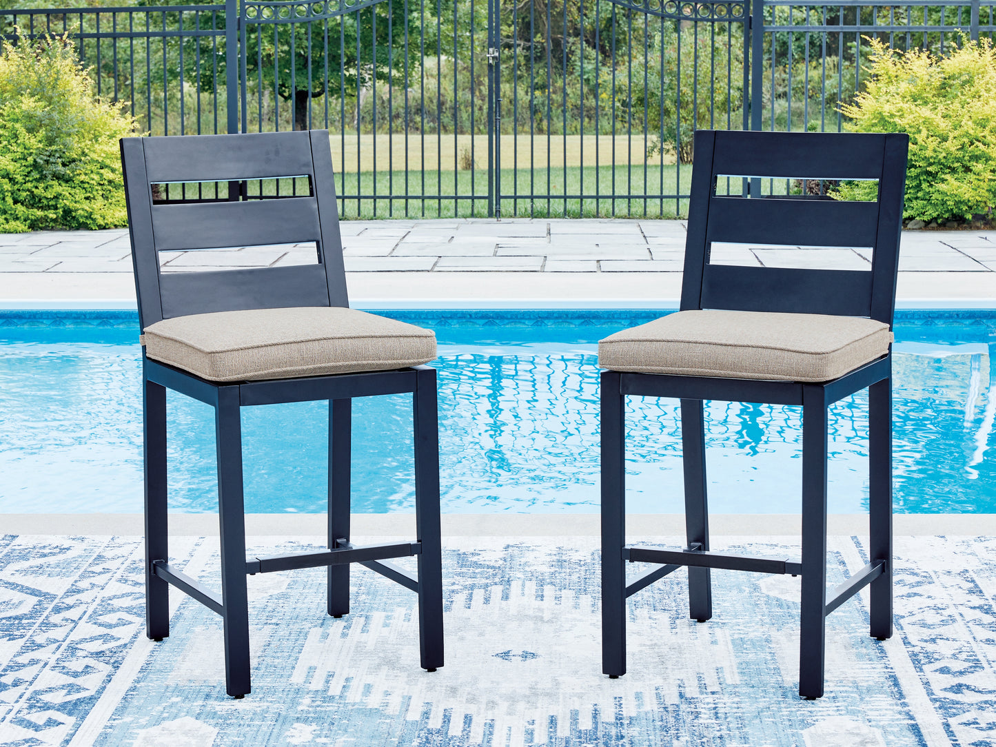 Stuart Furniture Outlet - Ashley Furniture - East Beach Outdoor - Barstool (Set of 2) / Navy Blue - PCP587-124