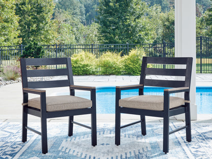 Stuart Furniture Outlet - Ashley Furniture - East Beach Outdoor - Arm Chair With Cushion (Set of 2) / Navy Blue/Driftwood - PCP587-601A