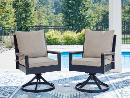 Stuart Furniture Outlet - Ashley Furniture - East Beach Outdoor - Swivel Chair w/Cushion (Set of 2) / Navy Blue/Driftwood - PCP587-602A