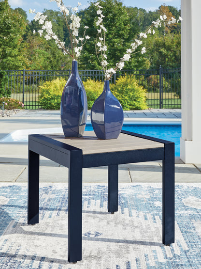 Stuart Furniture Outlet - Ashley Furniture - East Beach Outdoor - Rectangular End Table / Navy Blue/Driftwood - PCP587-703