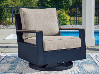Stuart Furniture Outlet - Ashley Furniture - East Beach Outdoor - Swivel Glider Chair w/Cushion / Navy Blue/Driftwood - PCP587-821