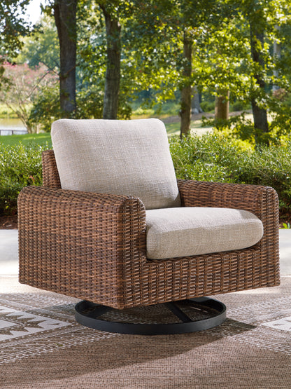 Stuart Furniture Outlet - Ashley Furniture - Dolan Creek Outdoor - Swivel Lounge w/ Cushion / Gray/Brown - PCP610-821
