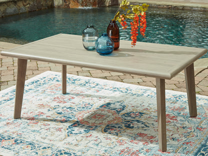 Stuart Furniture Outlet - Ashley Furniture - Cliff Trails Outdoor - RECT Dining Table w/UMB OPT / Beige - PCP690-625
