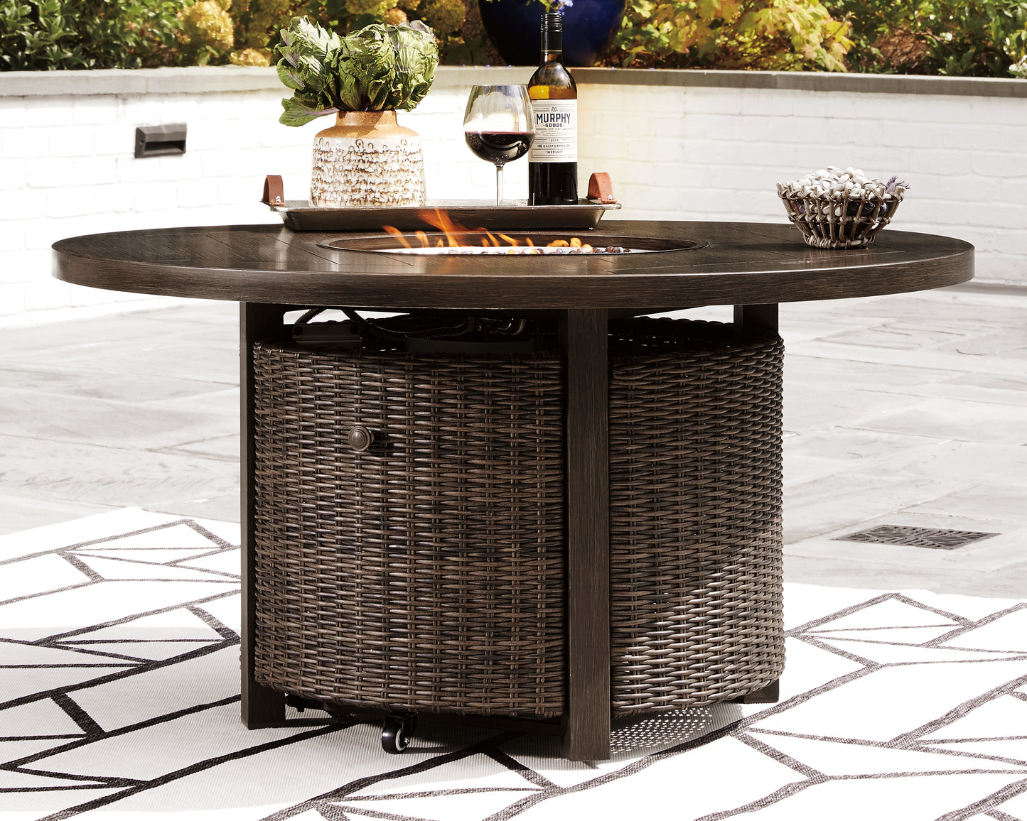 Stuart Furniture Outlet - Ashley Furniture - Paradise Trail Outdoor - Outdoor Counter Height Dining Table with 4 Barstools / Medium Brown - P750P5