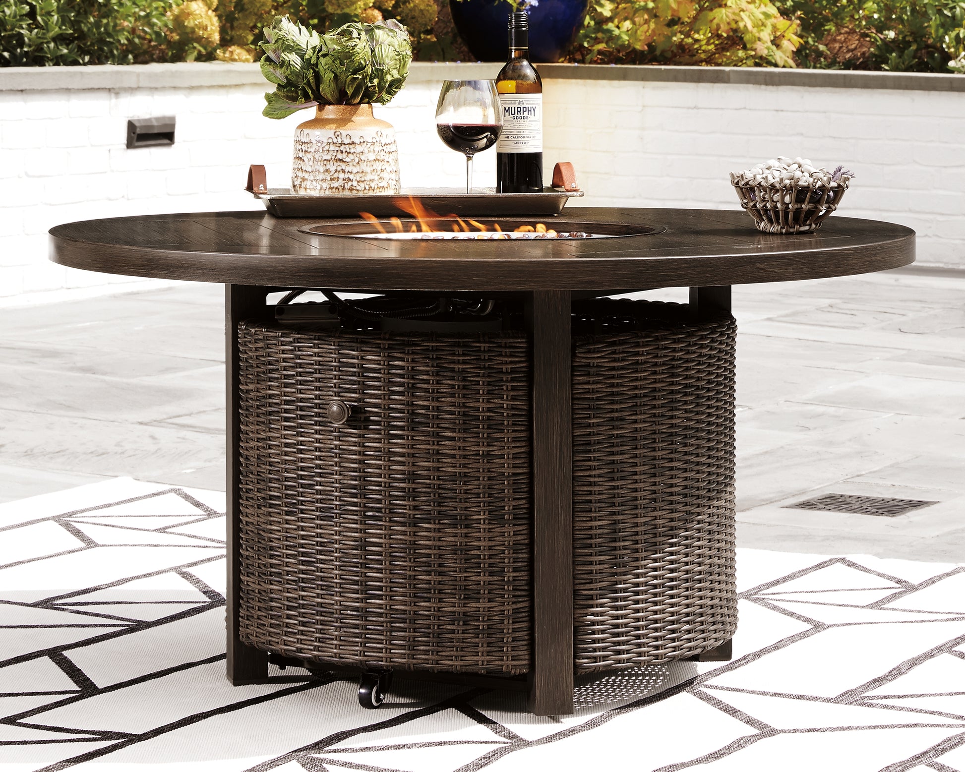 Stuart Furniture Outlet - Ashley Furniture - Paradise Trail Outdoor - Outdoor Counter Height Dining Table with 4 Barstools / Medium Brown - P750P5