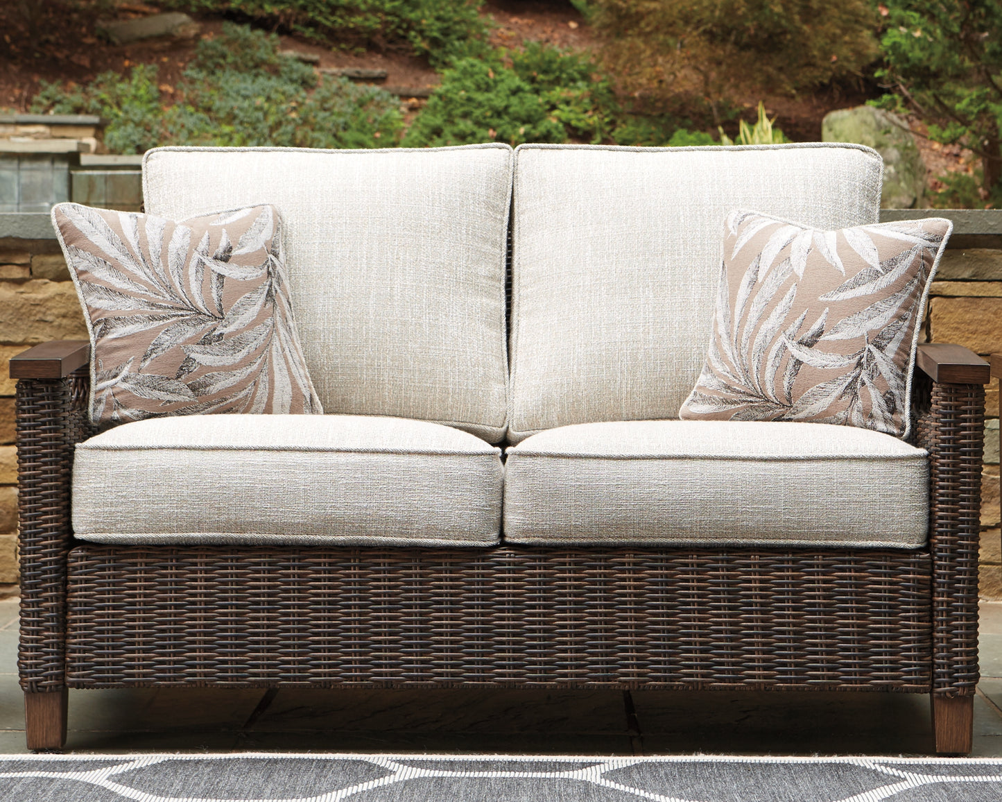 Stuart Furniture Outlet - Ashley Furniture - Paradise Trail Outdoor - Loveseat w/Cushion / Medium Brown - P750-835