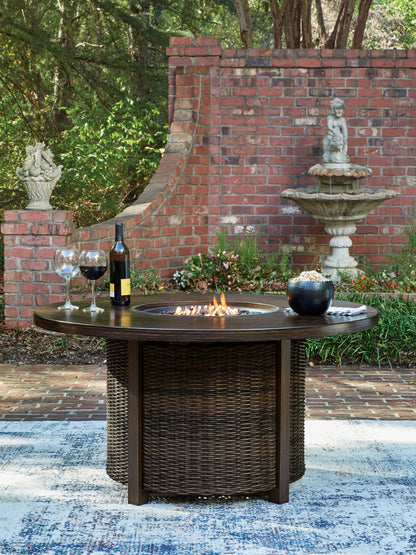 Stuart Furniture Outlet - Ashley Furniture - Monterey Point Outdoor - Round Fire Pit Table / Dark Brown - PCP760-776