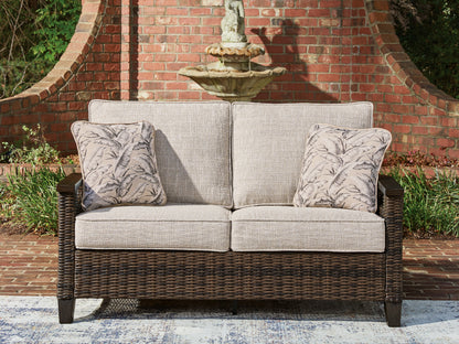 Stuart Furniture Outlet - Ashley Furniture - Monterey Point Outdoor - Loveseat w/Cushion / Dark Brown - PCP760-835