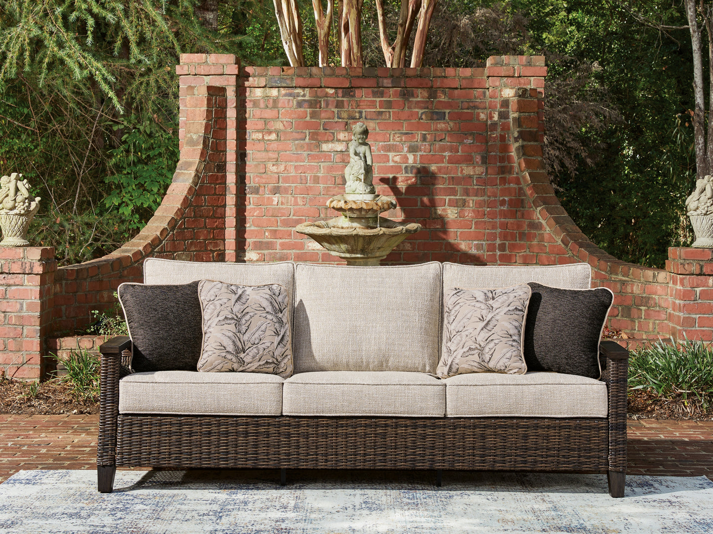 Stuart Furniture Outlet - Ashley Furniture - Monterey Point Outdoor - Sofa with Cushion / Dark Brown - PCP760-838