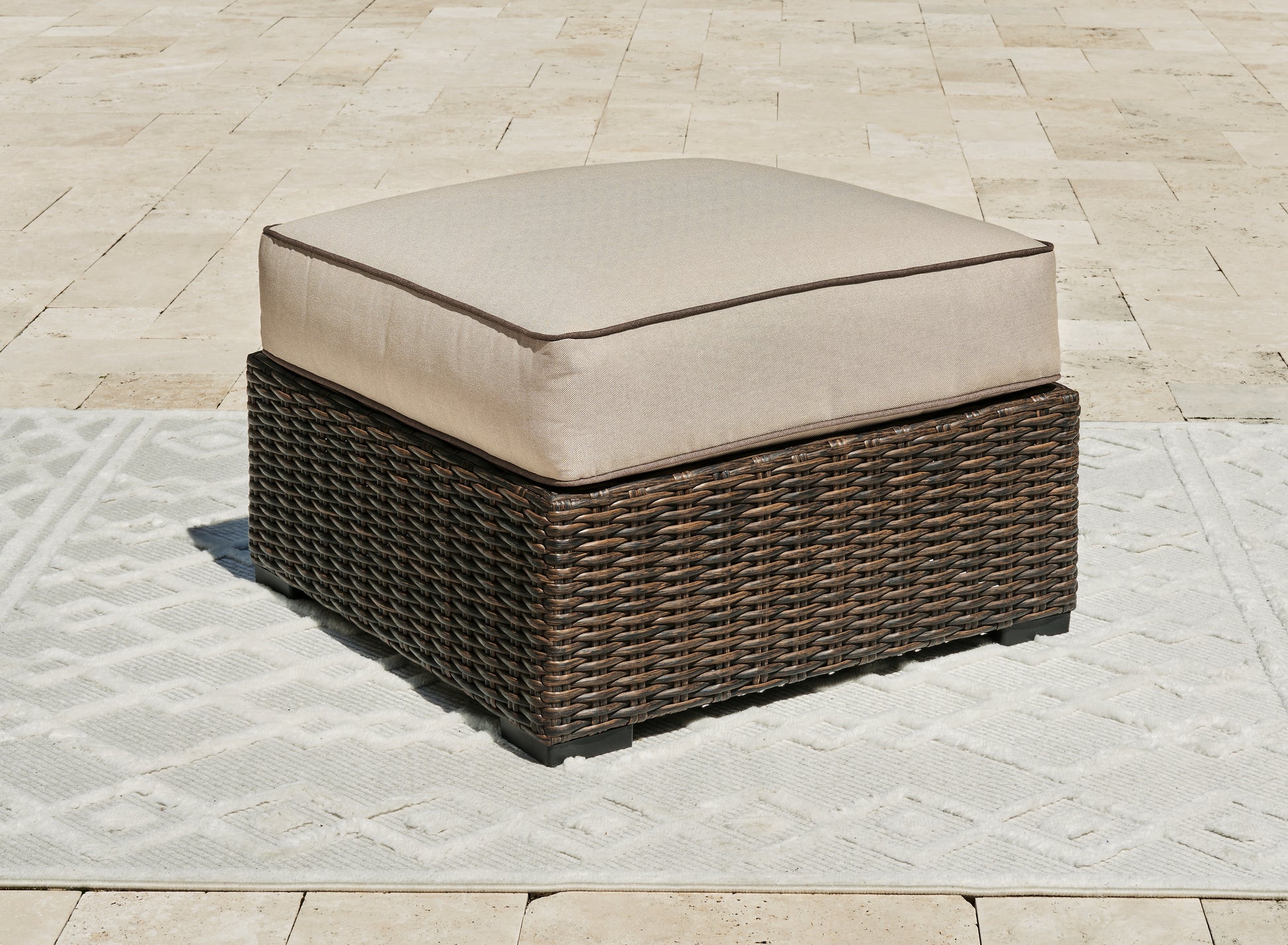Stuart Furniture Outlet - Ashley Furniture - Coastline Bay Outdoor - Ottoman with Cushion / Brown - P784-814