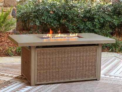 Stuart Furniture Outlet - Ashley Furniture - Laguna Heights Outdoor - Rectangular Fire Pit Table / Beige - PCP790-773