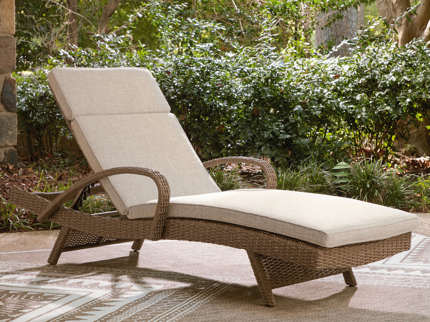 Stuart Furniture Outlet - Ashley Furniture - Laguna Heights Outdoor - Chaise Lounge with Cushion / Beige - PCP790-815