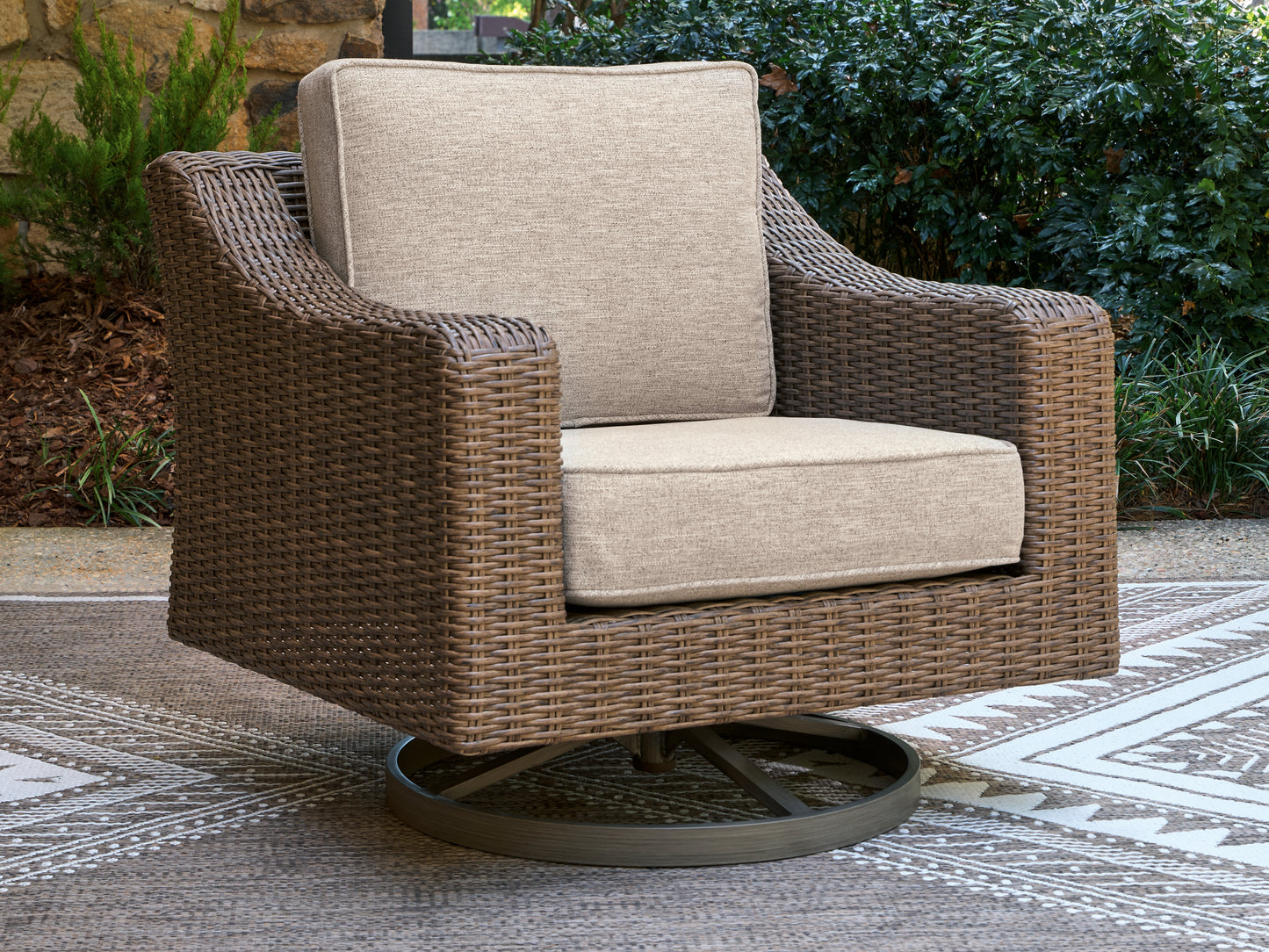 Stuart Furniture Outlet - Ashley Furniture - Laguna Heights Outdoor - Swivel Lounge w/ Cushion / Beige - PCP790-821