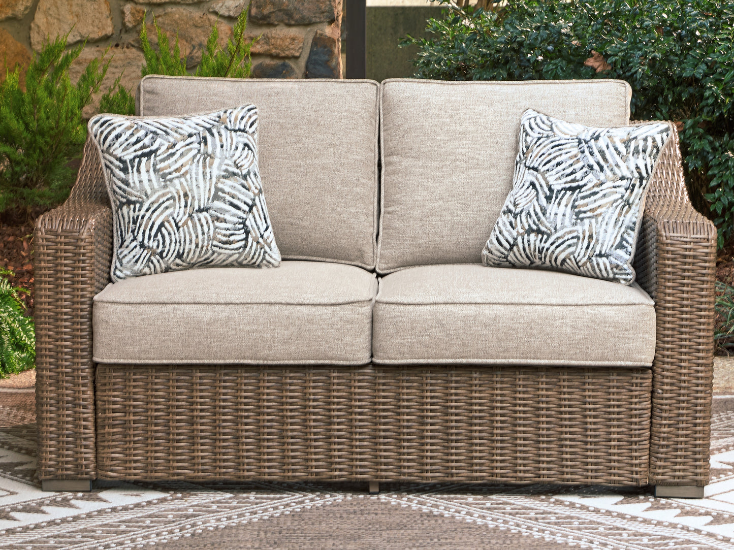 Stuart Furniture Outlet - Ashley Furniture - Laguna Heights Outdoor - Loveseat w/Cushion / Beige - PCP790-835