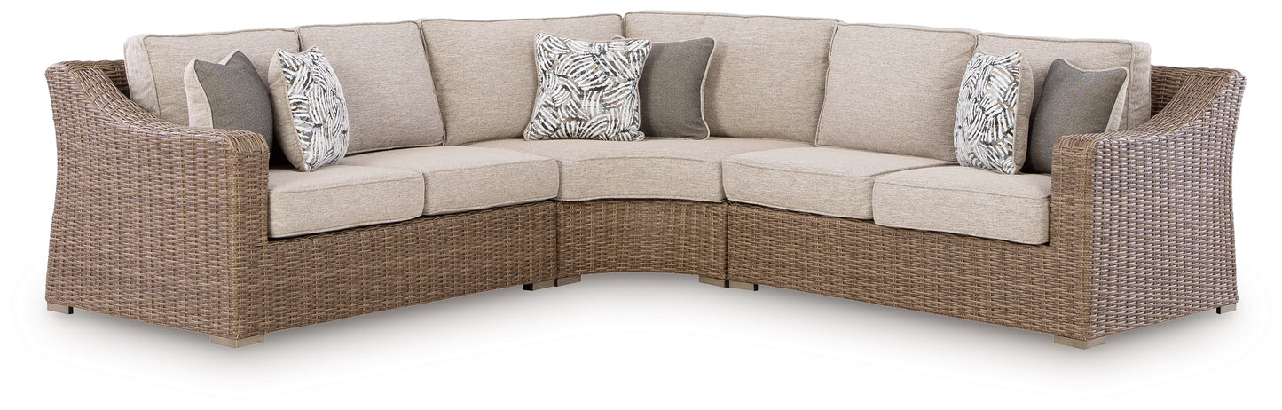 Stuart Furniture Outlet - Ashley Furniture - Laguna Heights Outdoor - 3-Piece Outdoor Sectional / Beige - PCP790P1