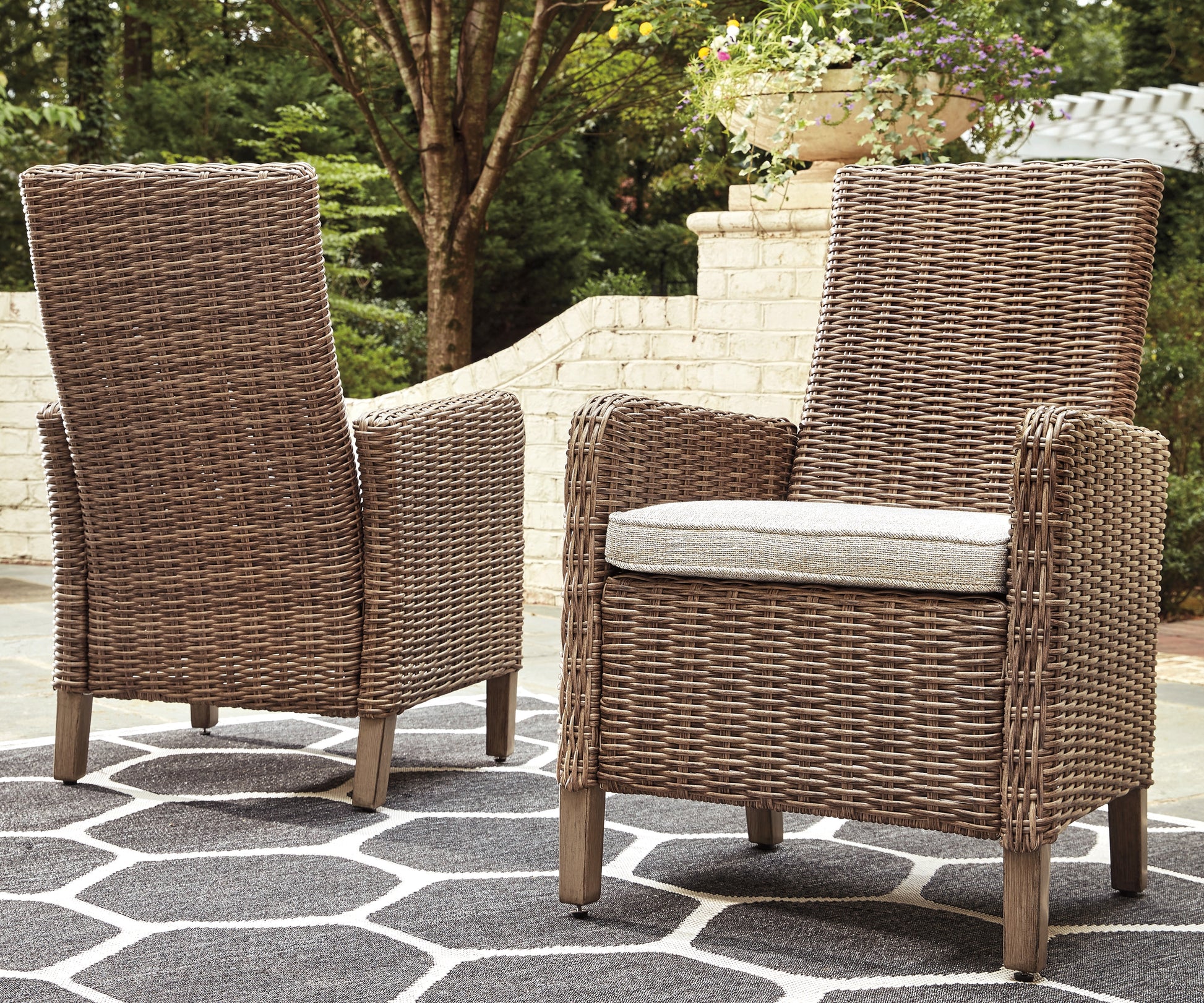 Stuart Furniture Outlet - Ashley Furniture - Beachcroft Outdoor - Arm Chair With Cushion (Set of 2) / Beige - P791-601A