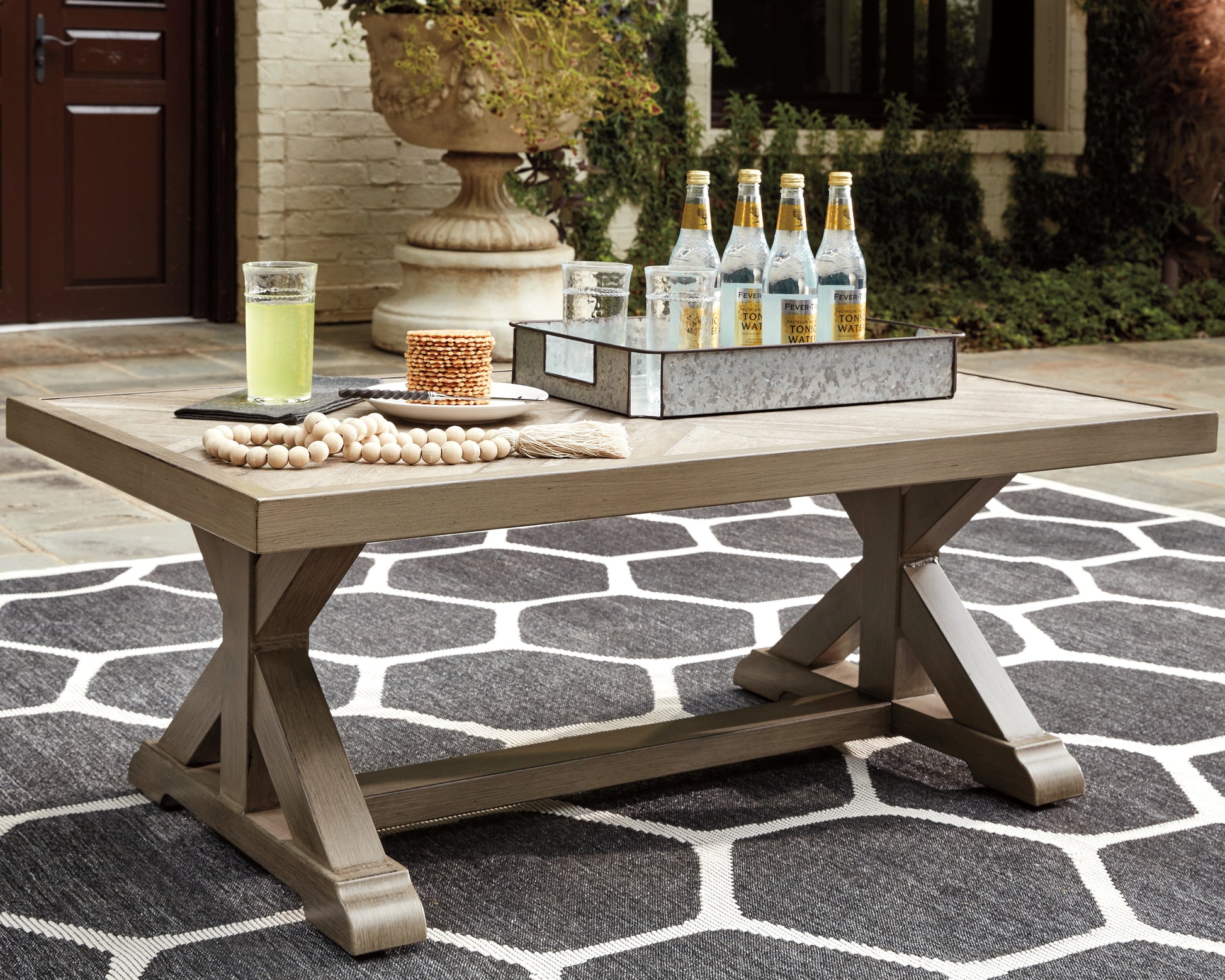 Stuart Furniture Outlet - Ashley Furniture - Beachcroft Outdoor - Rectangular Cocktail Table / Beige - P791-701