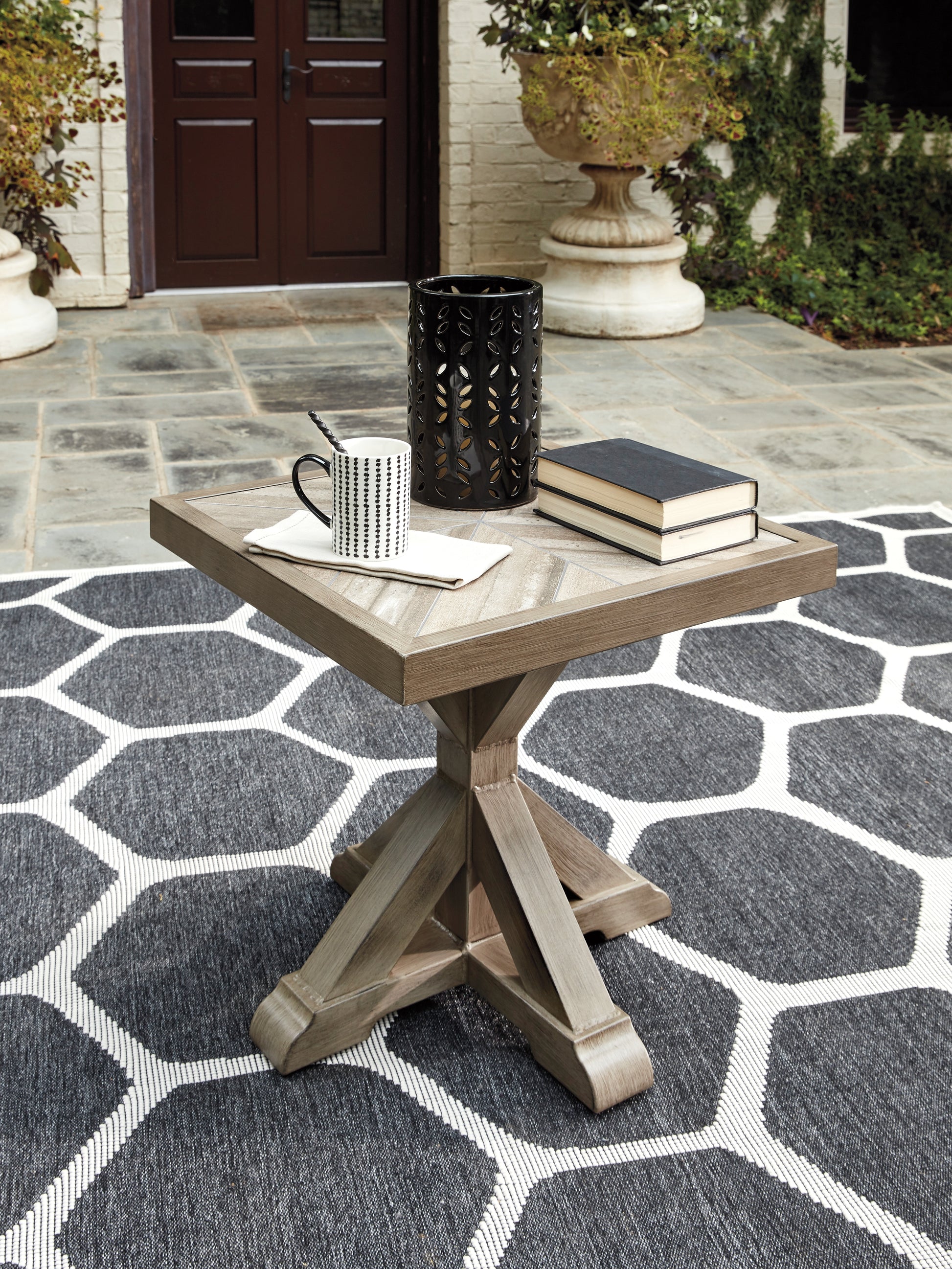 Stuart Furniture Outlet - Ashley Furniture - Beachcroft Outdoor - Square End Table / Beige - P791-702