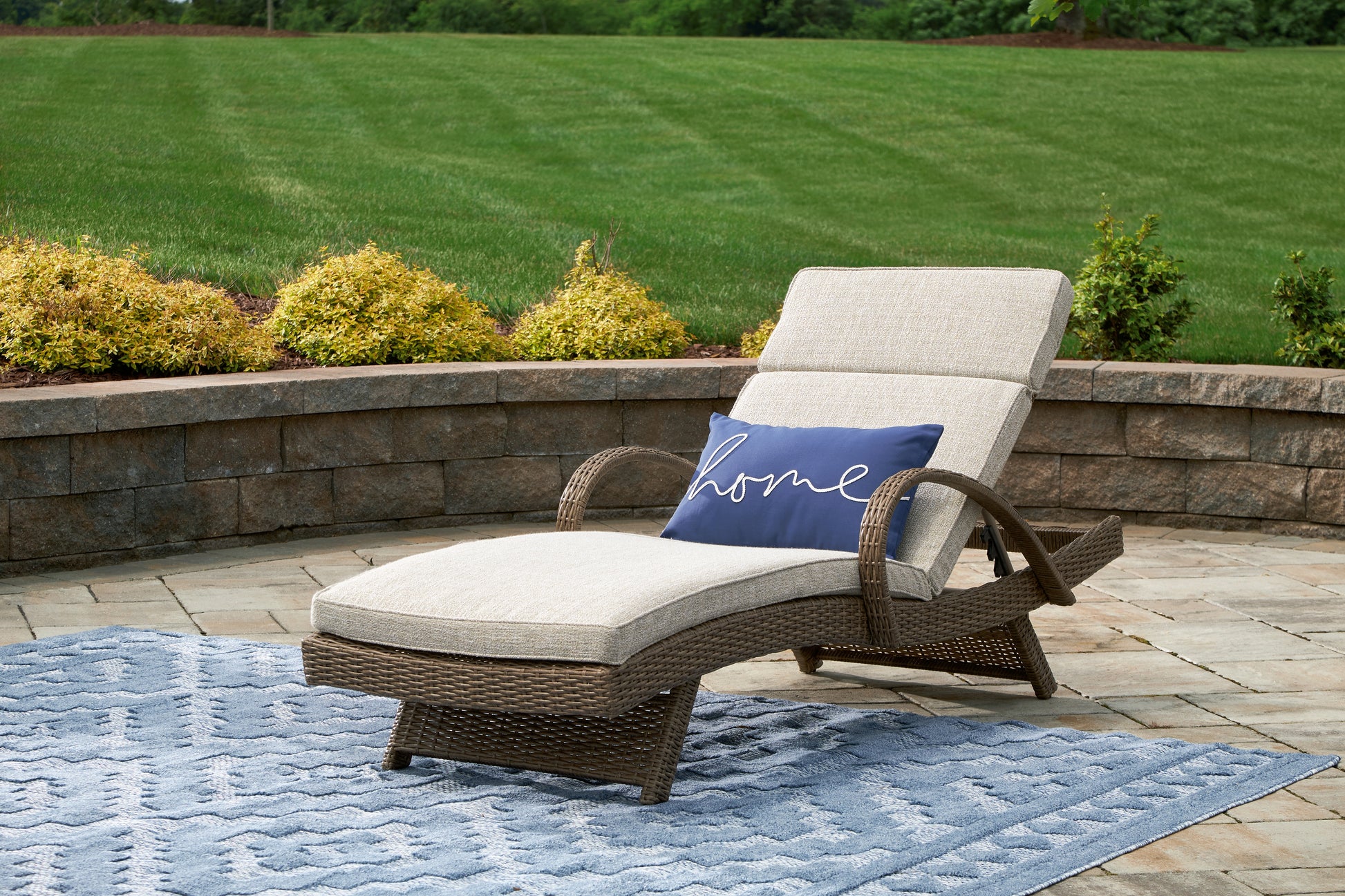 Stuart Furniture Outlet - Ashley Furniture - Beachcroft Outdoor - Chaise Lounge with Cushion / Beige - P791-815
