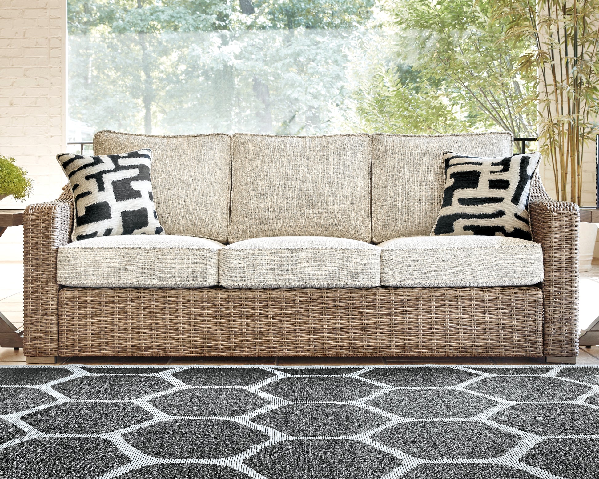 Stuart Furniture Outlet - Ashley Furniture - Beachcroft Outdoor - Sofa with Cushion / Beige - P791-838
