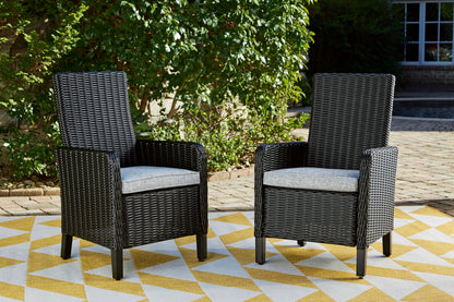 Stuart Furniture Outlet - Ashley Furniture - Beachcroft Outdoor - Arm Chair With Cushion (Set of 2) / Black/Light Gray - P792-601A