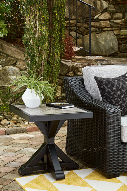 Stuart Furniture Outlet - Ashley Furniture - Beachcroft Outdoor - Square End Table / Black/Light Gray - P792-702