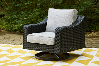 Stuart Furniture Outlet - Ashley Furniture - Beachcroft Outdoor - Swivel Lounge Chair (1/CN) / Black/Light Gray - P792-821