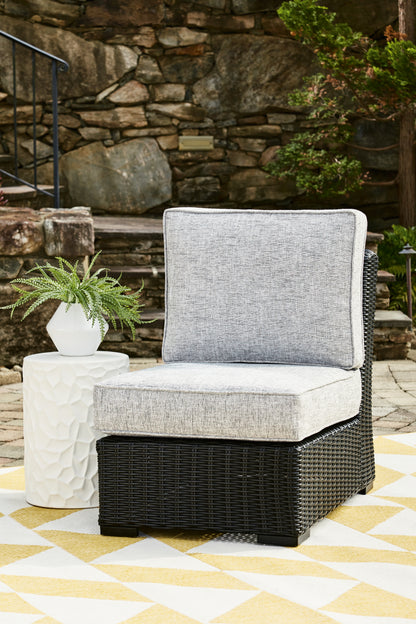 Stuart Furniture Outlet - Ashley Furniture - Beachcroft Outdoor - Armless Chair w/Cushion / Black/Light Gray - P792-846