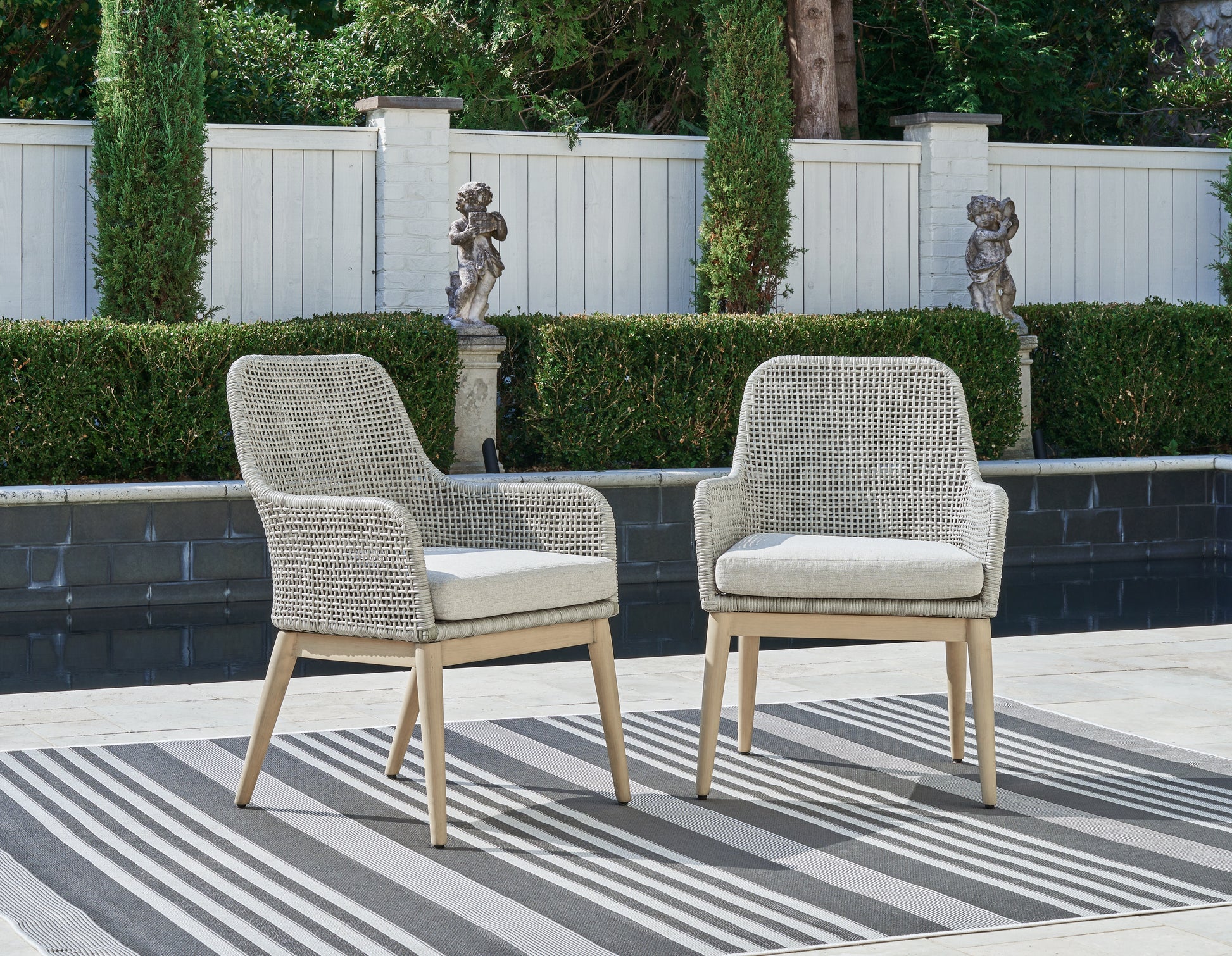 Stuart Furniture Outlet - Ashley Furniture - Seton Creek Outdoor - Arm Chair With Cushion (Set of 2) / Gray - P798-601A