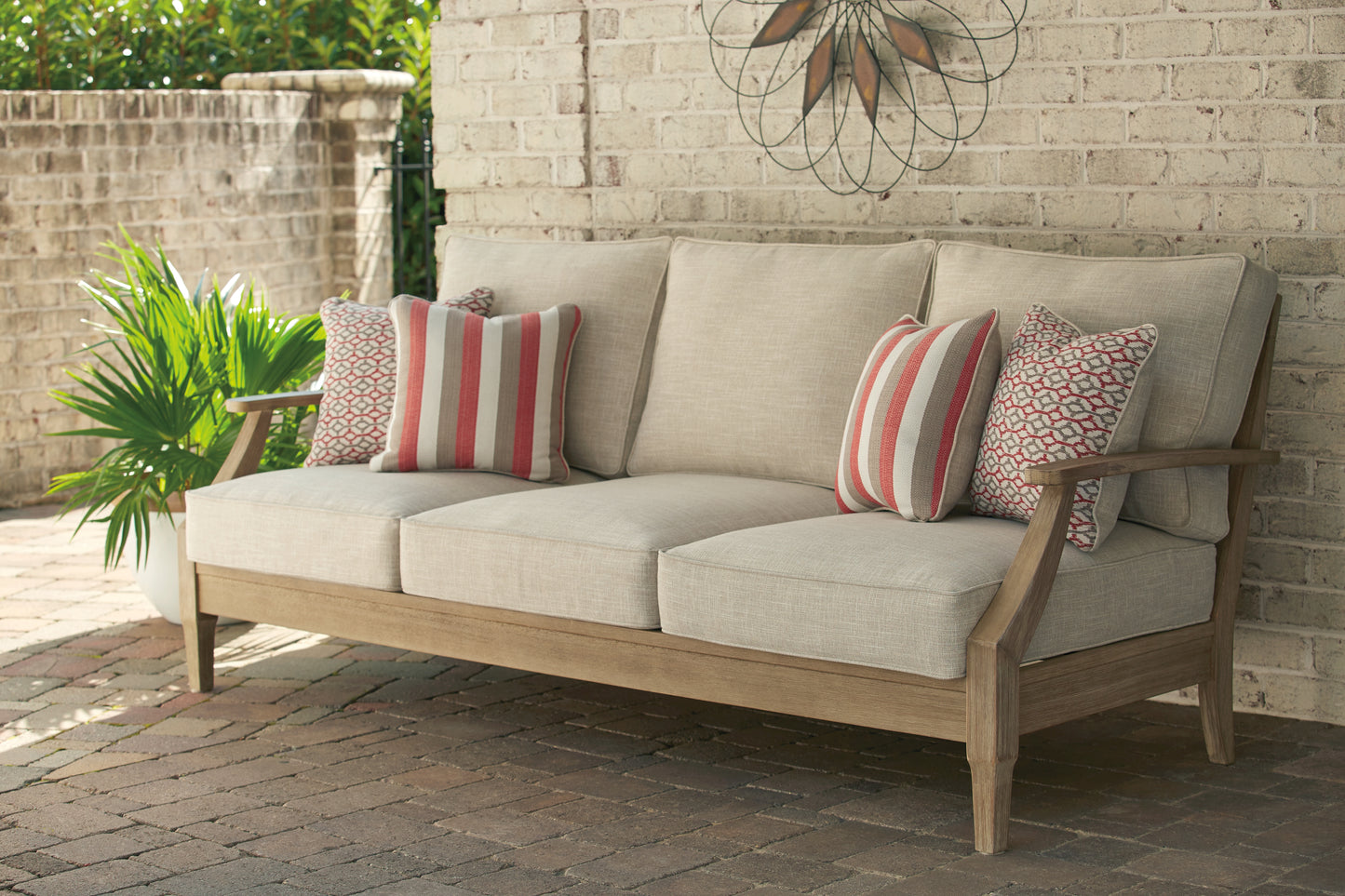 Stuart Furniture Outlet - Ashley Furniture - Clare View Outdoor - Sofa with Cushion / Beige - P801-838