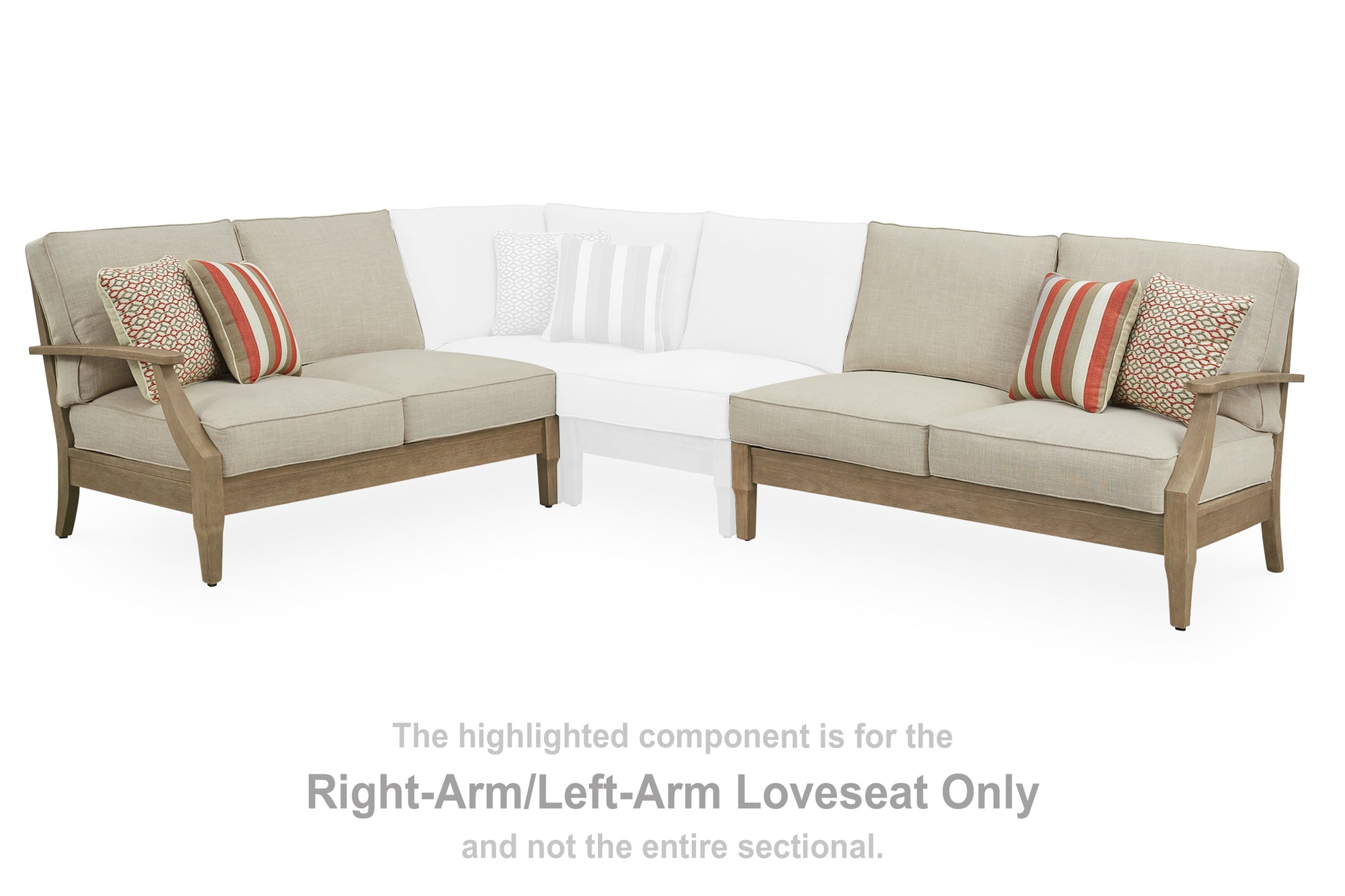 Stuart Furniture Outlet - Ashley Furniture - Clare View Outdoor - RAF/LAF Loveseat w/CUSH (Set of 2) / Beige - P801-854