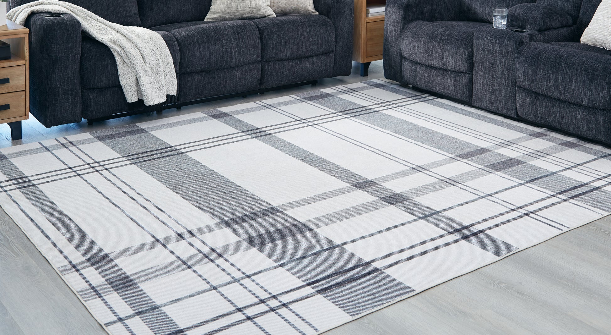 Stuart Furniture Outlet - Ashley Furniture - Kaidlow Rug - 7'7" x 9'8" Washable Rug / Gray/Cream - R405911