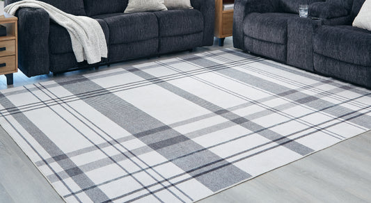 Stuart Furniture Outlet - Ashley Furniture - Kaidlow Rug - 7'7" x 9'8" Washable Rug / Gray/Cream - R405911