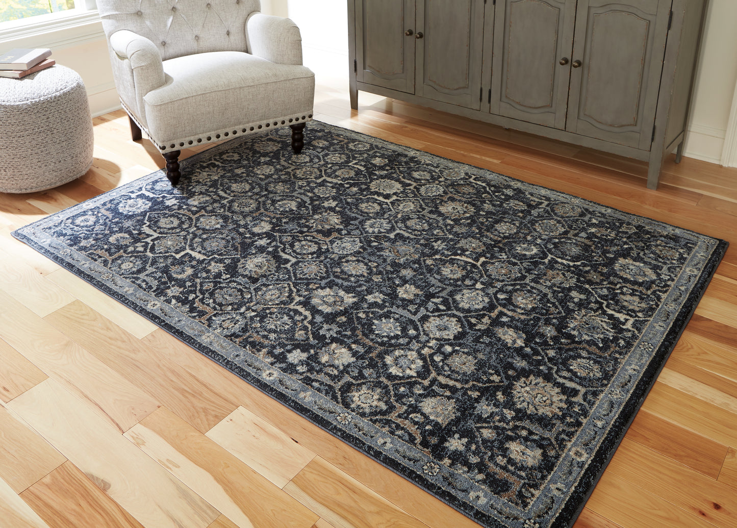 Stuart Furniture Outlet - Ashley Furniture - Hilcott Rug - 5'3" x 7'3" Rug / Blue/Cream/Brown - R406112