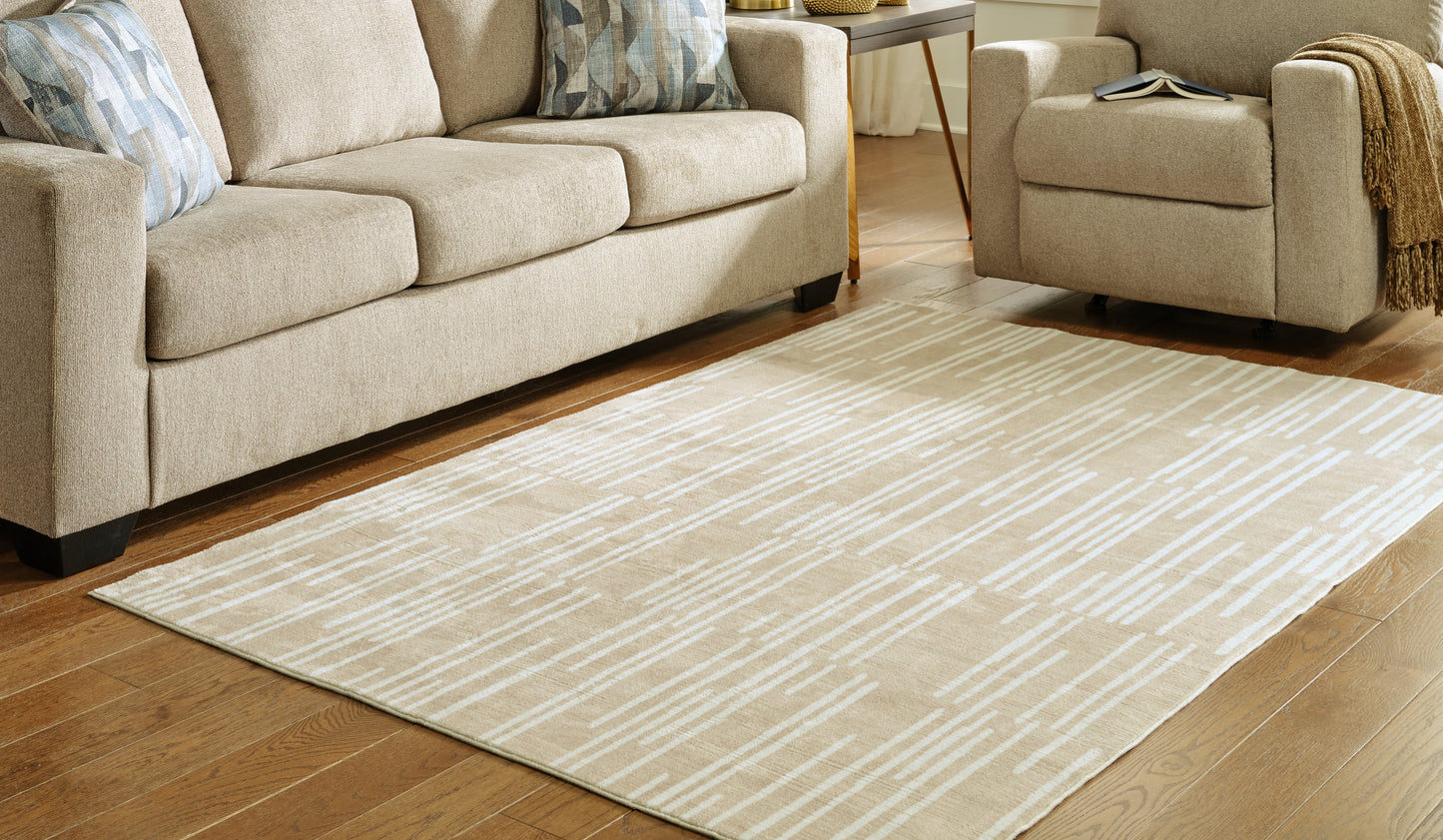 Stuart Furniture Outlet - Ashley Furniture - Ardenville Rug - 5' x 7'1" Washable Rug / Tan/Cream - R406212