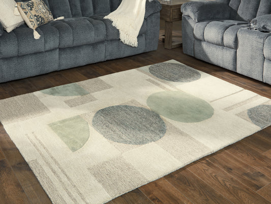 Stuart Furniture Outlet - Ashley Furniture - Dallane Rug - 5' x 7' Rug / Linen/Blue/Green - R406352