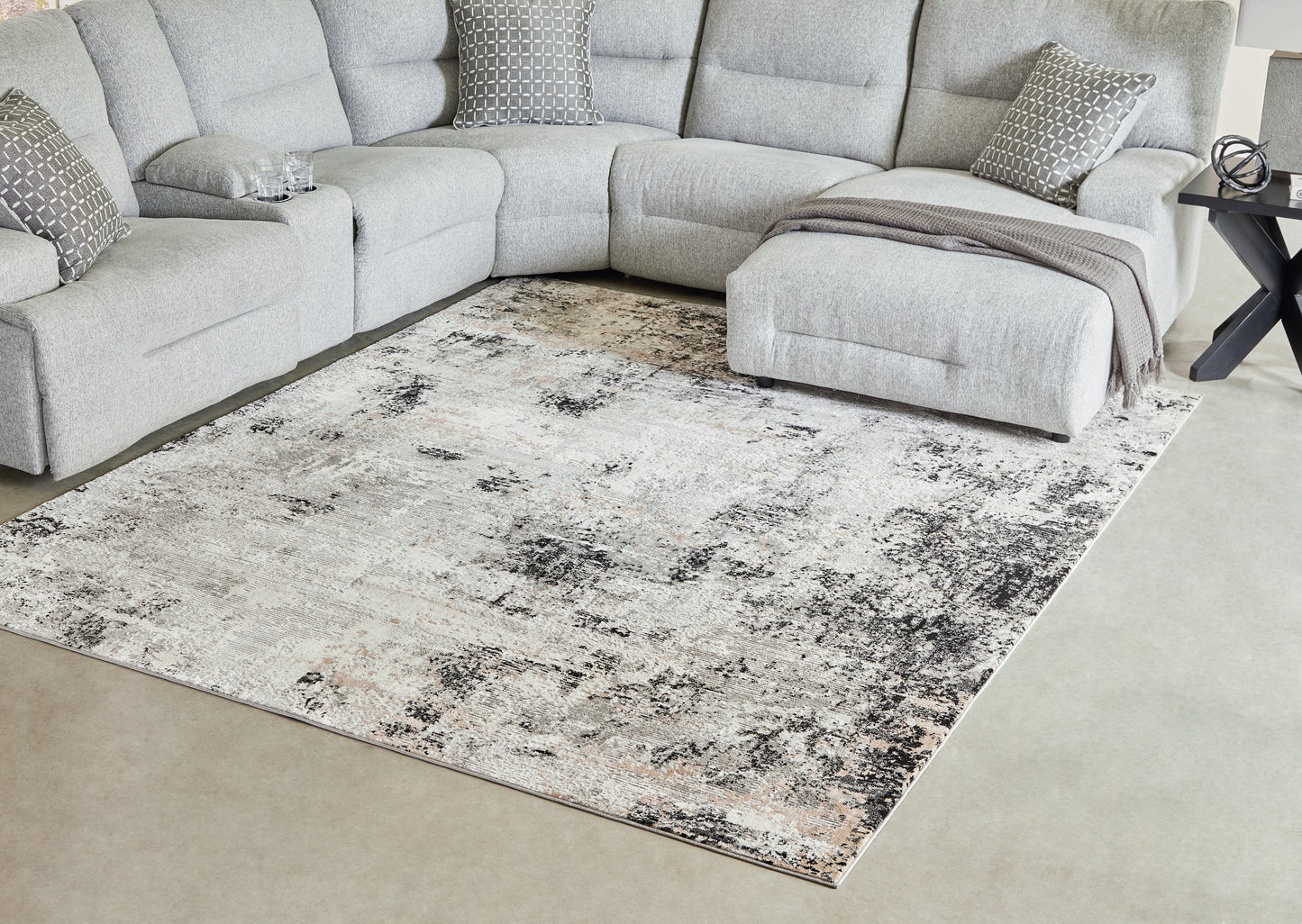 Stuart Furniture Outlet - Ashley Furniture - Langwell Rug - 8' x 10' Rug / Black/Gray/White - R406781