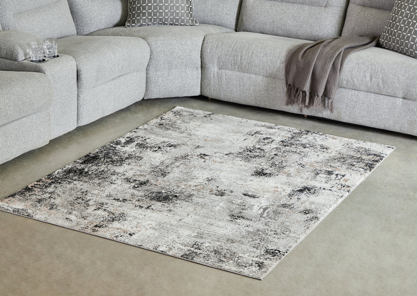 Stuart Furniture Outlet - Ashley Furniture - Langwell Rug - 5' x 7' Rug / Black/Gray/White - R406782